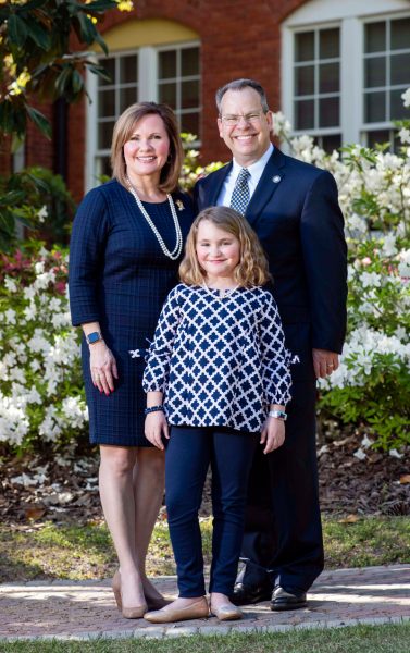 President Kyle Marrero with wife, Jane, and daughter, Lily.
