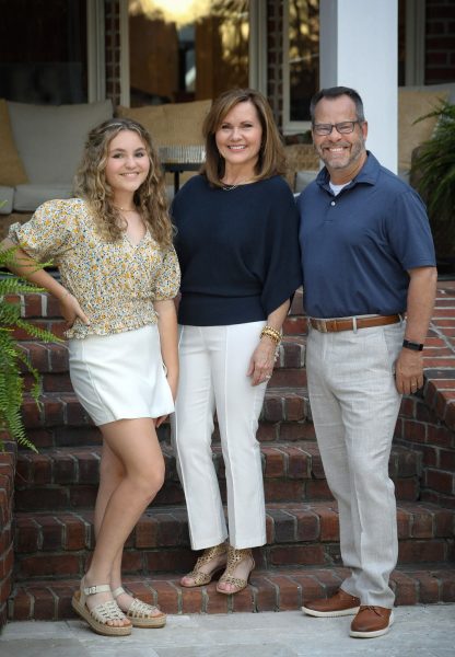 President Kyle Marrero with wife, Jane, and daughter, Lily.
